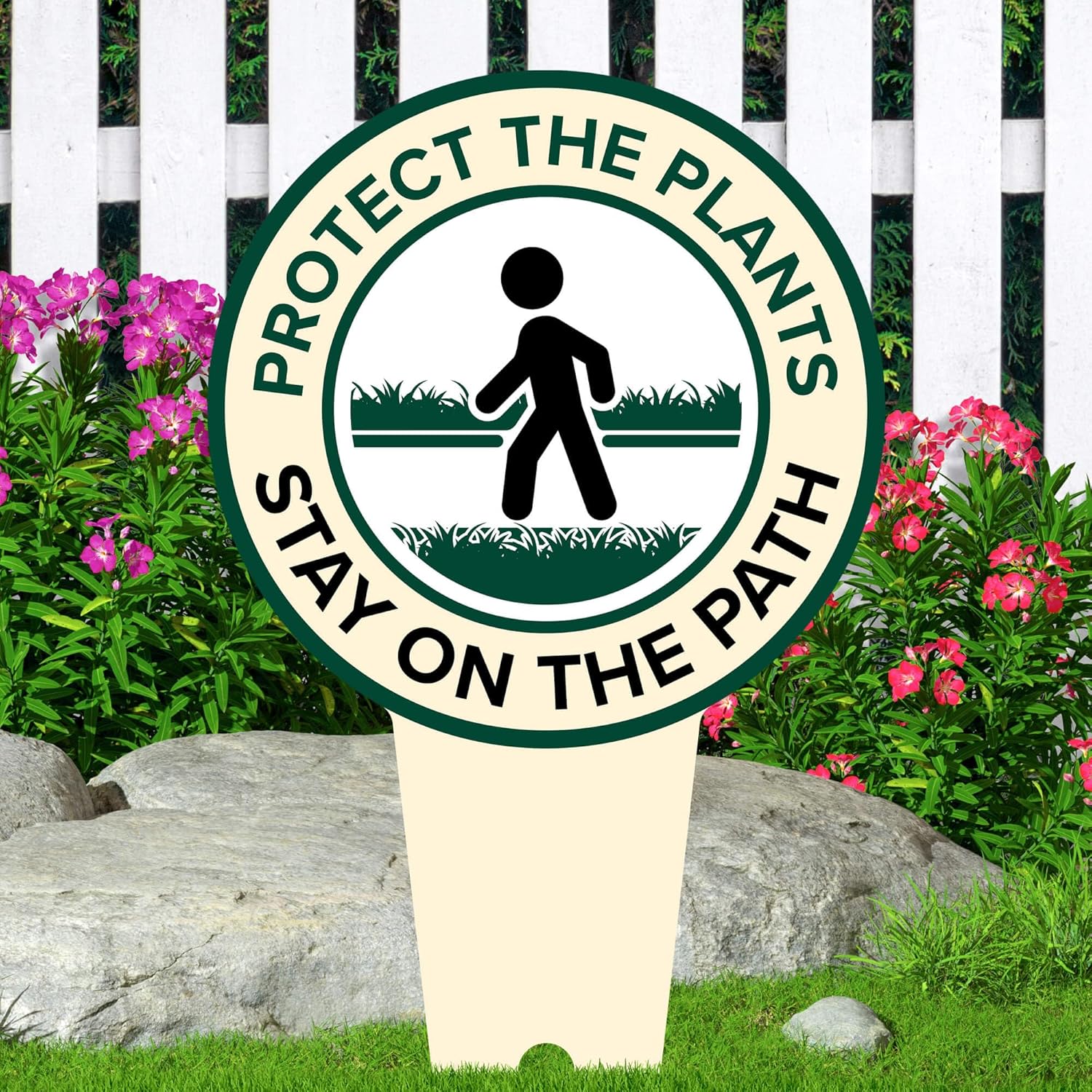 Protect the Plants, Stay on the Path Sign, 11x21, Heavy Duty Integrated Ground Stakes, Indoor/Outdoor Use, Rust Free Aluminum Composite, Made in USA by My Sign center