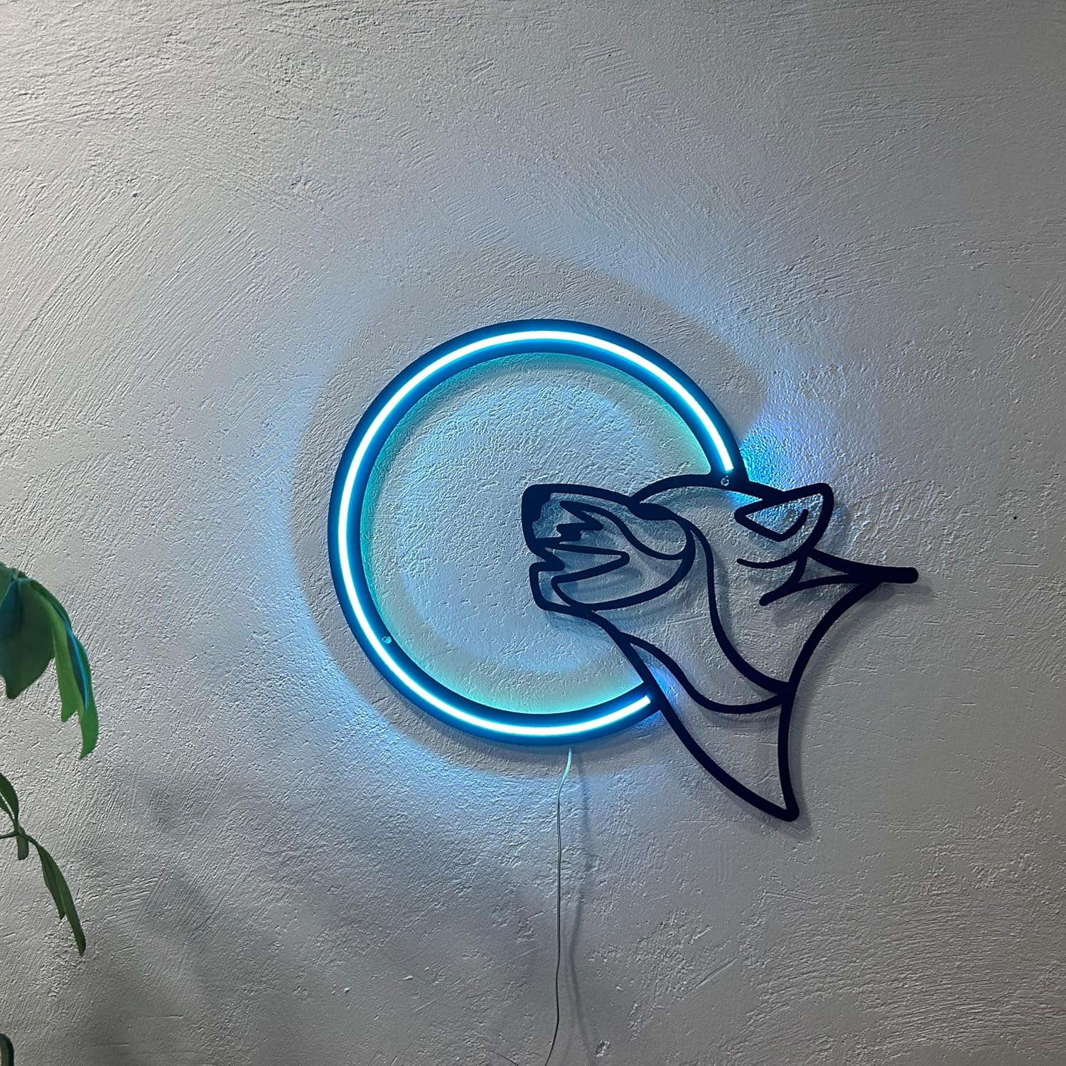 Wolf and the Moon Neon Metal Sign - Howsling Wolf LED Sign, Neon Sign Custom, Animal Neon Sign, Wolf Neon Sign (With Remote Control)