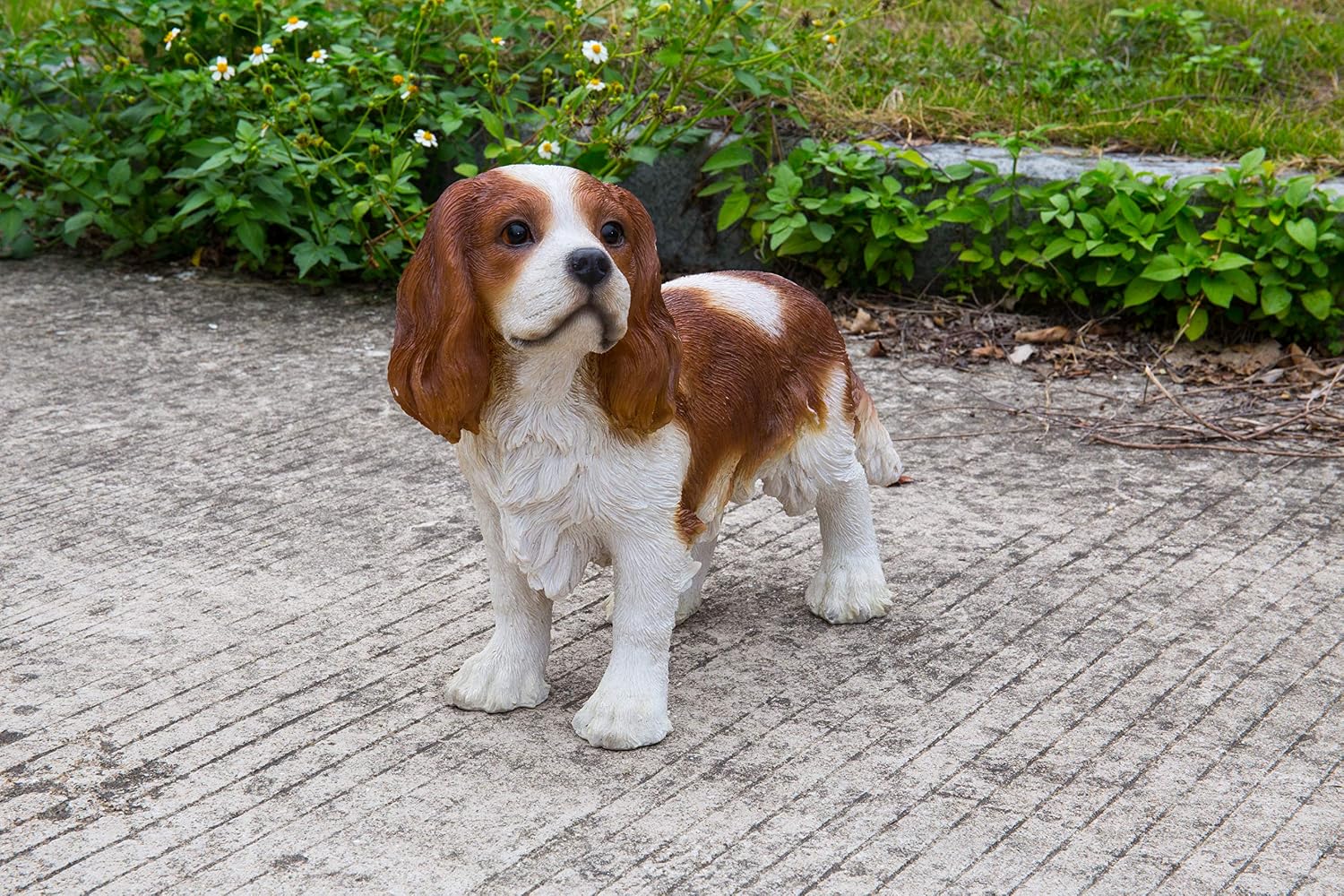 Hi-Line Gift Ltd Brown/White King Charles Spaniel Standing Statue