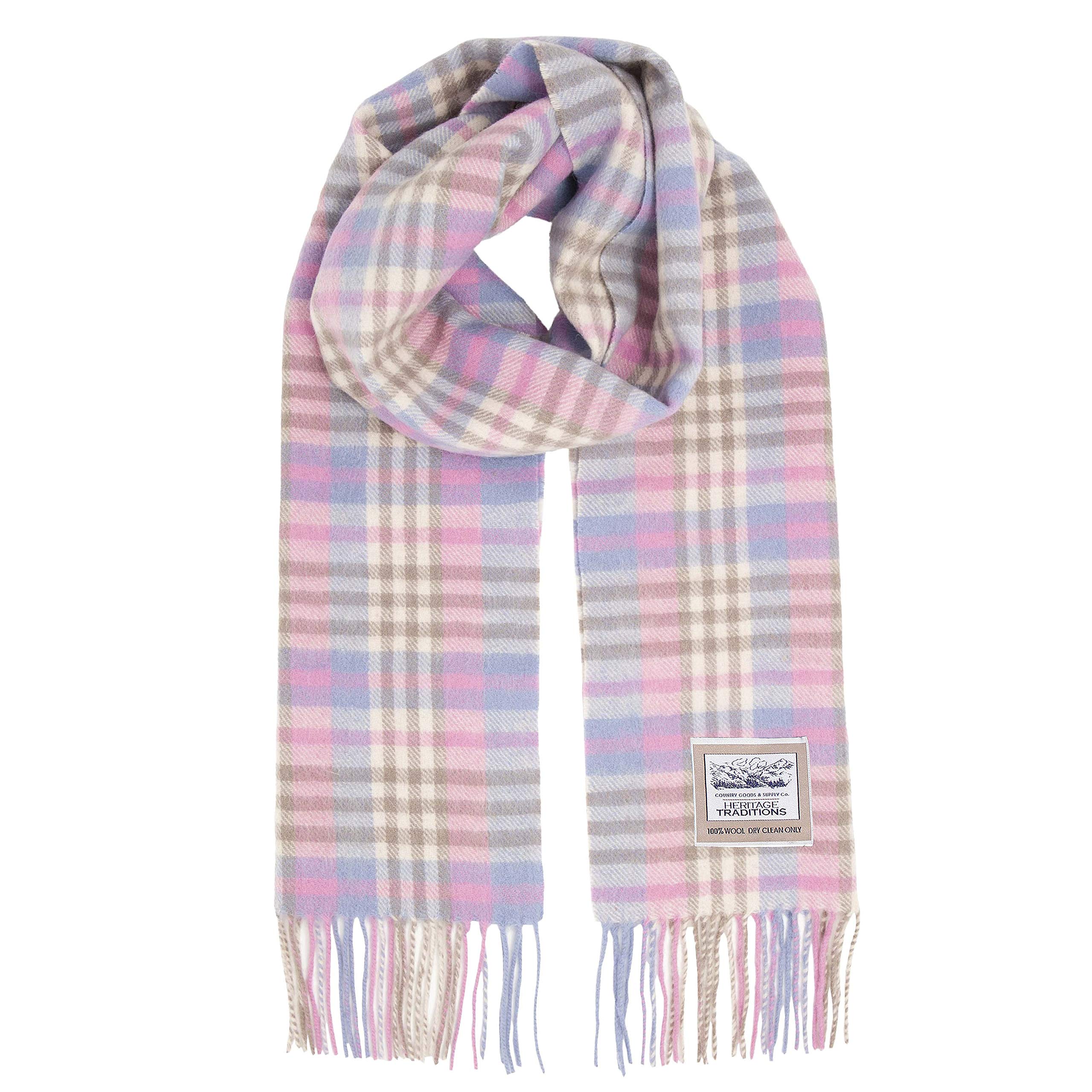 Heritage Traditions 100% Pure Wool Tartan Scarf, Check Scarf for Men & Women, Scottish Scarf Men Style, Women's Wool Scarf with Soft Brushed Finish & Fringe (Dolly Mixture)