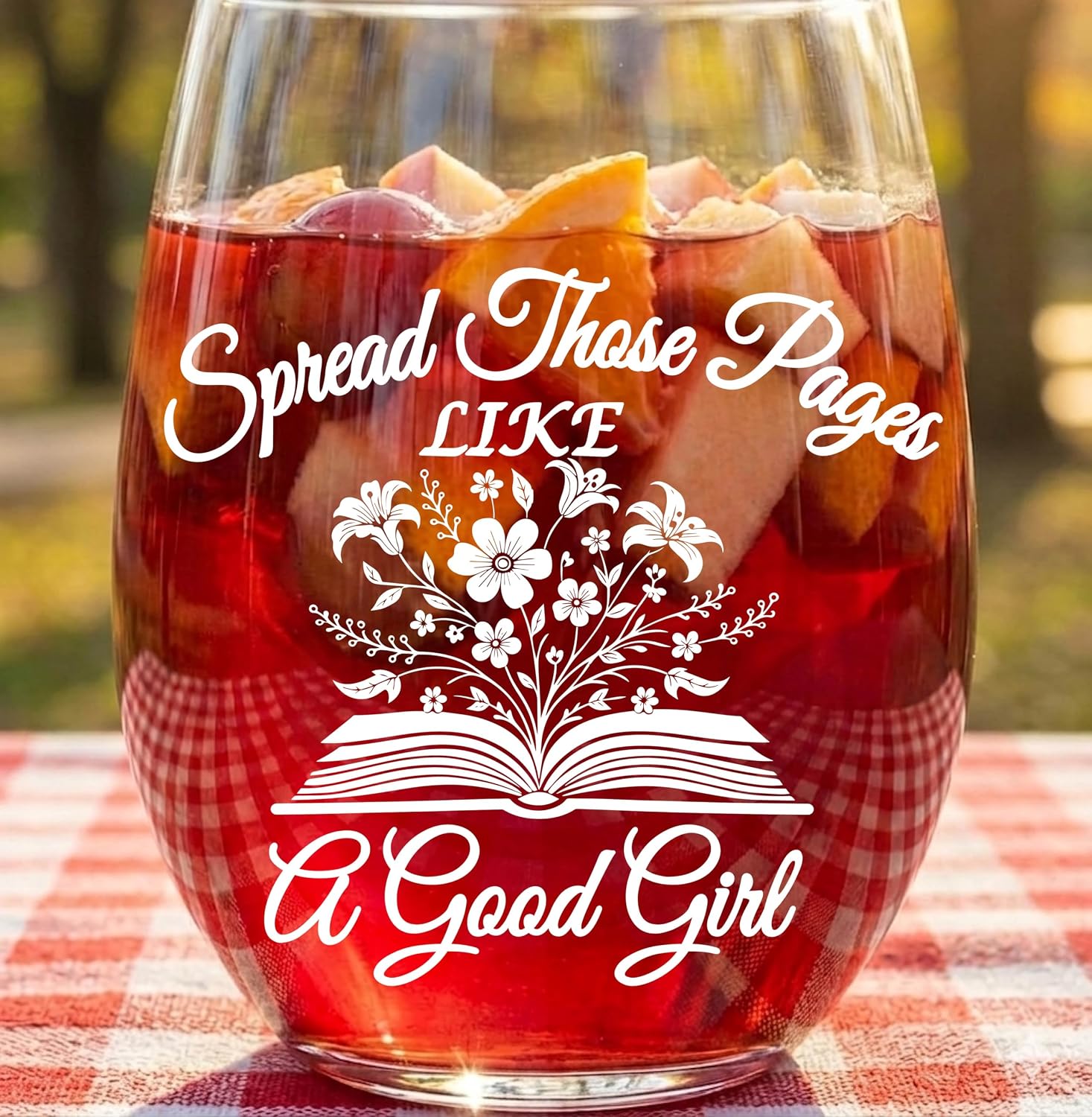 Wine Gift for Book Lovers – “Spread Those Pages Like a Good Girl” Stemless Wine Glass – Funny Book Lover Gift for Women – 17 oz – 100% Lead-Free – Gift Boxed image 4