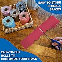 Vista 5 de Carson Dellosa 65 pies de bordes rojos de frambuesa para tablón de anuncios, 1 rollo de borde festoneado para pizarra enrollable, corcho