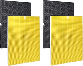 فلتر Fette - 116131 H13 True HEPA Replacement Filter I متوافق مع فلتر Winix I لمنظف الهواء C555 يتضمن 2 فلتر HEPA + 2 من الكربون النشط المعزز القابل للغسل # 116131