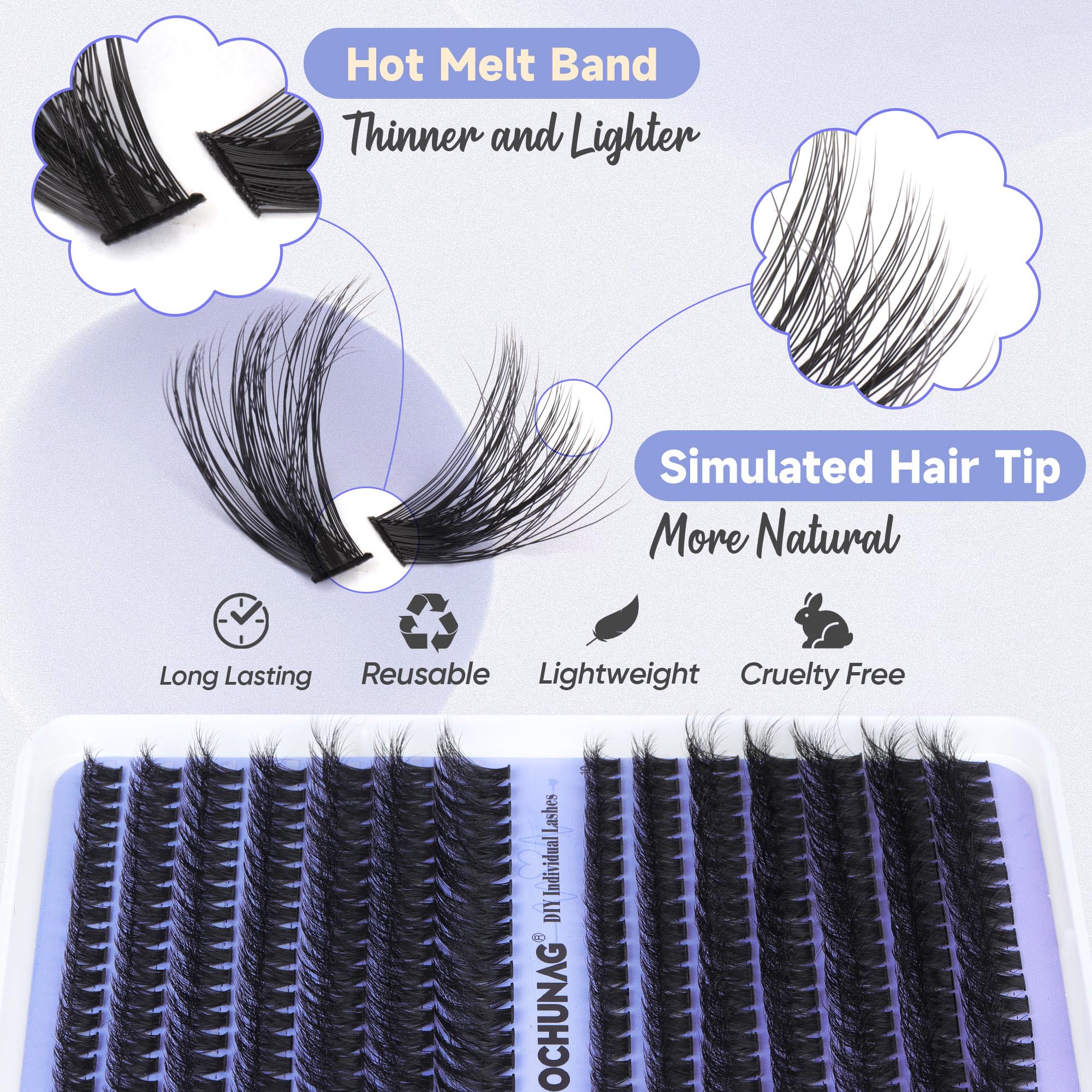 Fluffy Cluster Lashes 80D+100D Thick Individual Eyelashes Extensions 10-18mm DIY Lash Extension D Curl Wispy Lashes Individual Cluster 252pcs Eyelash Clusters by TOOCHUNAG - Image 4