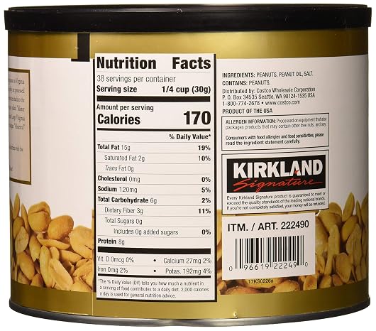 Kirkland Signature Nuts, Super XL VA Peanuts, 40 Ounce (Pack of 2)