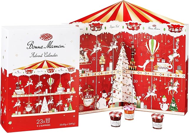 Bonne Maman Limited Edition Fruit Jam Advent Calendar, 23 Exclusive Flavours For This Festive Season (x23 Mini Jars & 2 Gifts)