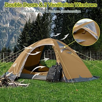 2 Person Backpacking Tent, Waterproof 4 Season Tent, Windproof Cold Weather Winter Tent for Camping, Hiking, Hunting, Cycling