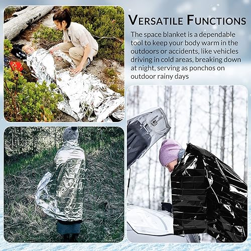 Miniatura 5 de 12 mantas de emergencia para campamento al aire libre manta térmica de aluminio extra grande manta de supervivencia con bolsas de almacenamiento