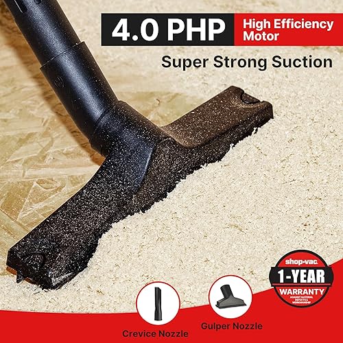 Miniatura 5 de Shop-Vac Aspiradora húmeda y seca de 6 galones, 4.0 de pico de HP, compacta para montaje en pared, con manguera extra larga de 20 pies y accesorios,