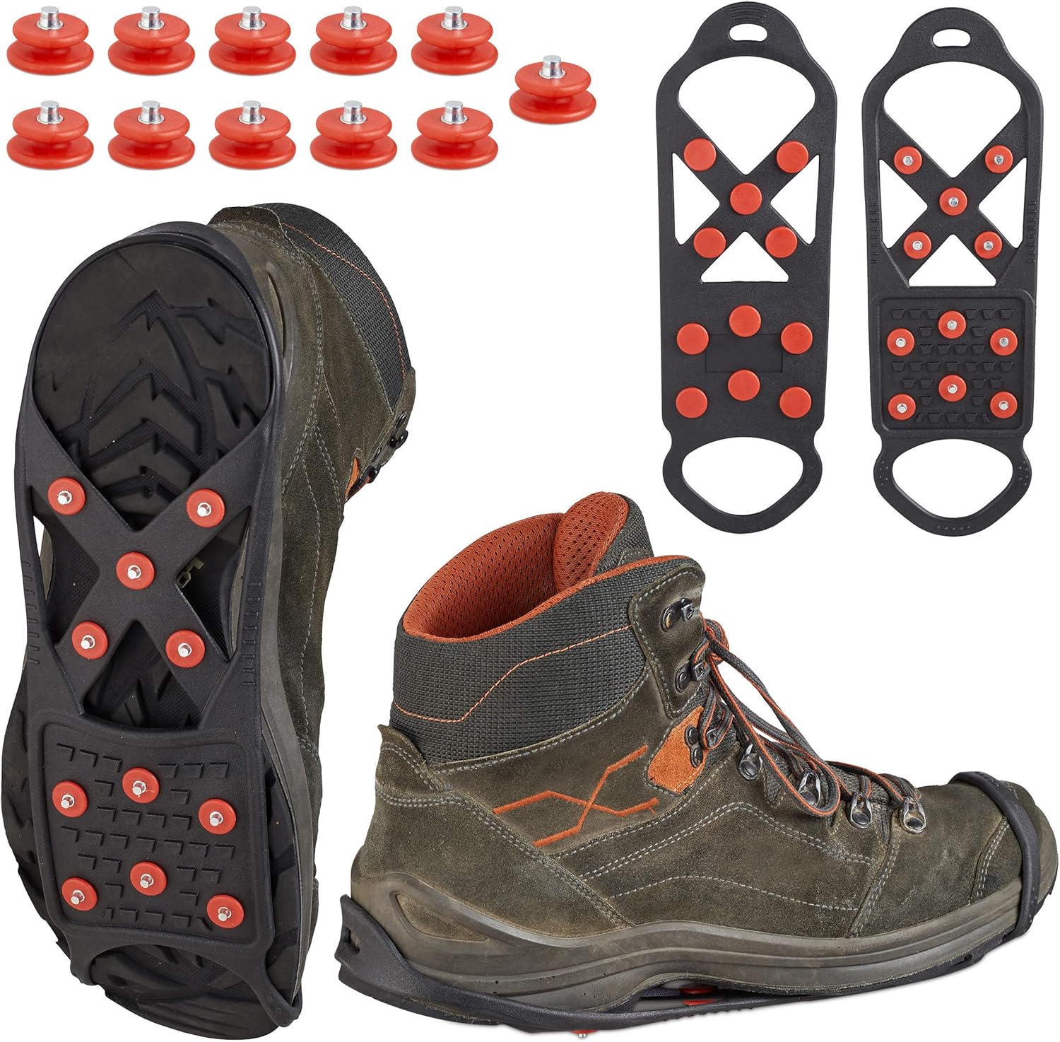Relaxdays Shoe Spikes, Shoe Claws for Secure Kicking on Snow & Ice, Ice