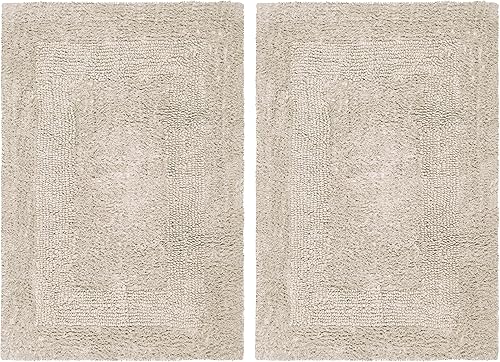 Miniatura 14 de Set de alfombras de baño reversibles Cotton Craft para cuando sales de la ducha: 17 pulgadas x 24 pulgadas, 100 % puro algodón, supersuaves, Gris