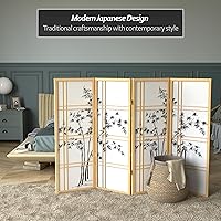 Vista 14 de Pantalla Shoji de árbol de bambú corto de 4 pies - Negro - 4 paneles