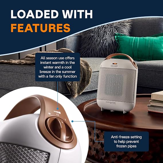 Delonghi HFX30C15.W Capsule Ceramic Heater, White