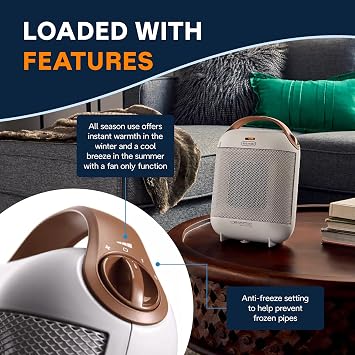 Delonghi HFX30C15.W Capsule Ceramic Heater, White