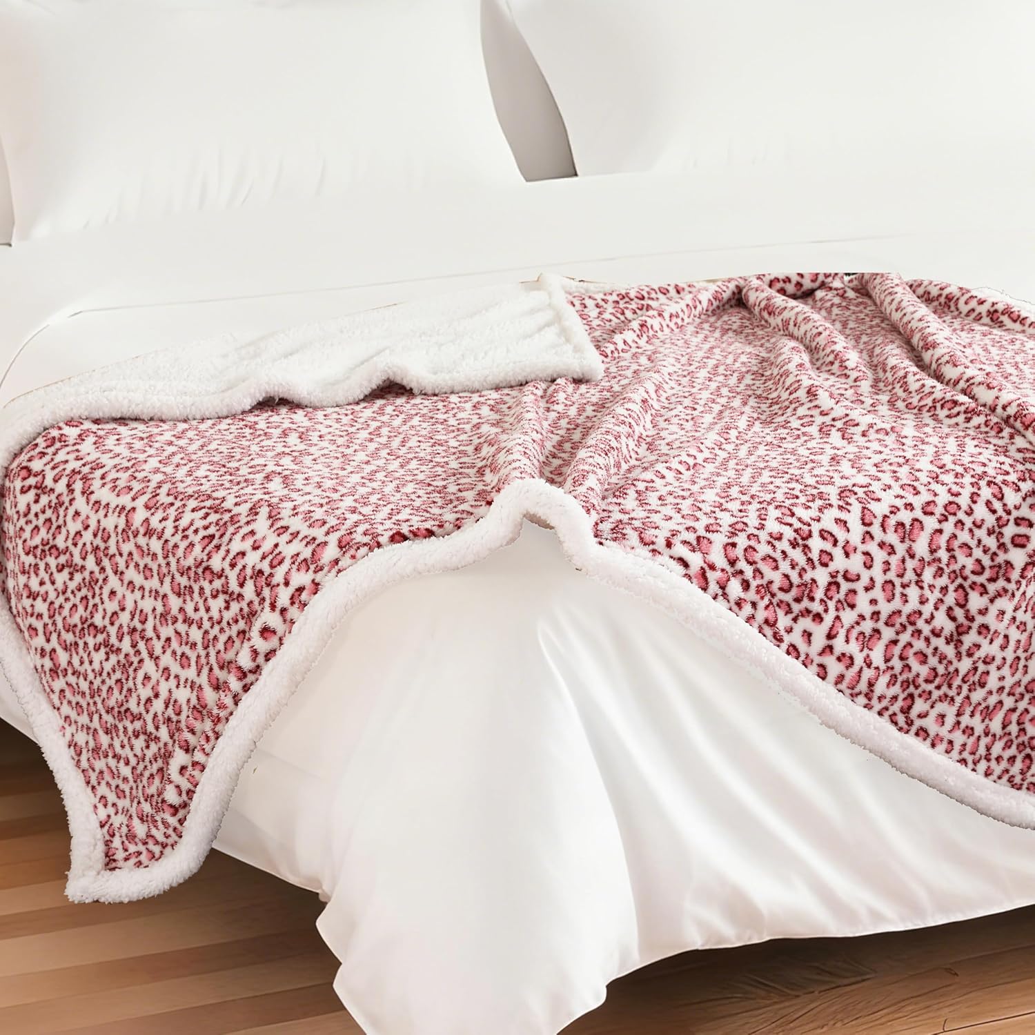 Electric Heated Blanket Full Size 72"×84" with 9 Heating Levels & 1-10Hs Auto Off, Plush Sherpa, Energy Efficient, Machine Washable, for Couch & Bed, Leopard Print Pink & White - Image 5