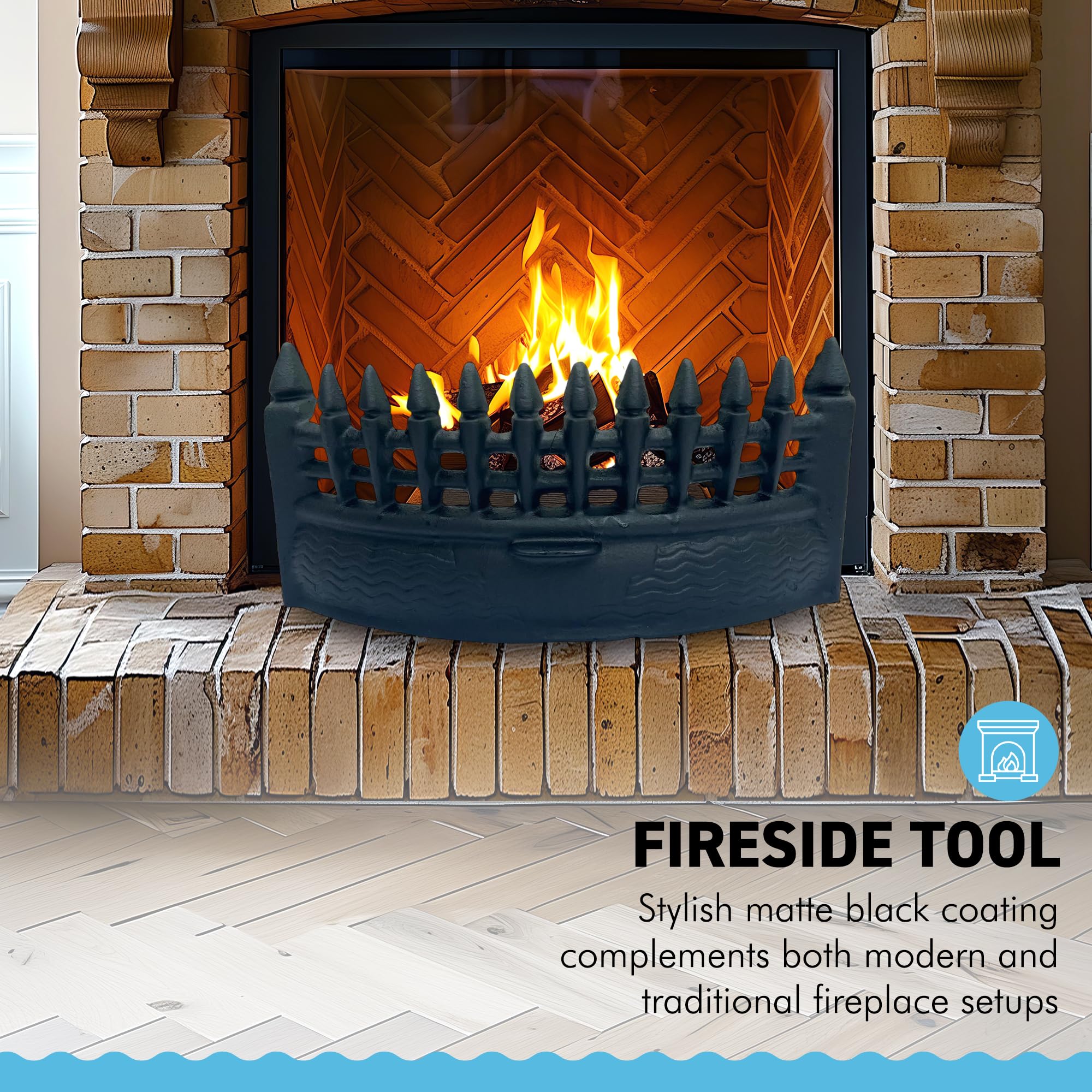 18-Inch Castle Fire Front Fret in Matte Black - Decorative Fireplace Accessory - Image 2