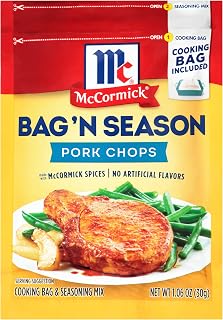 McCormick Bag 'n Season Pork Chops Seasoning Mix with Cooking Bag, 1.06 oz Pack of 6 - Tender Juicy Results in 25 Min
