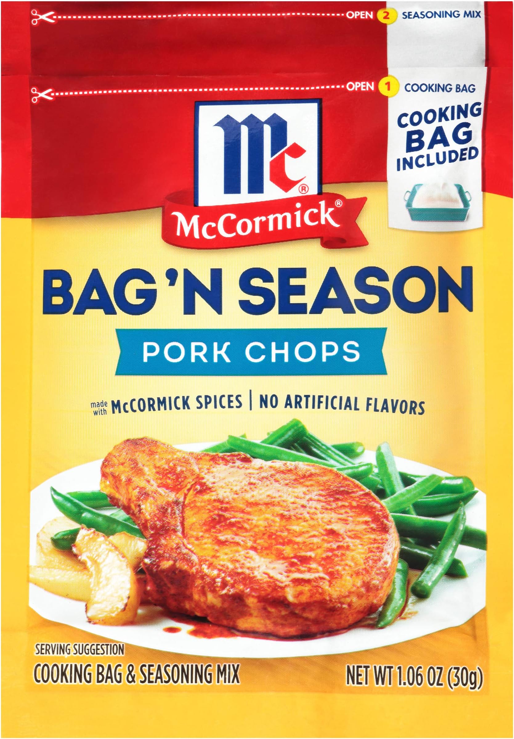 McCormick Bag 'n Season Pork Chops Cooking & Seasoning Mix, 1.06 Ounce (Pack of 6)