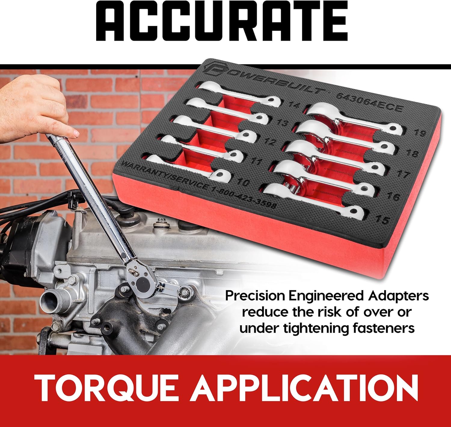 Powerbuilt 3/8" Drive 10 Piece Metric Box End Torque Adapter Extension Set, Torque Wrench Adapter Set, 10mm-19mm, Extensions for Torquing in Hard to Reach Places, Chrome-Vanadium made - 643064ECE