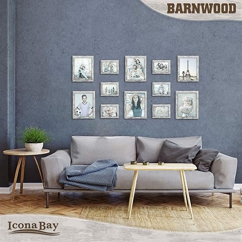 Miniatura 6 de Icona Bay Marco de fotos color gris pony de 11 x 14 pulgadas, estilo rústico campestre, marco de fotos de 11 x 14 pulgadas, soporte de mesa o pared,