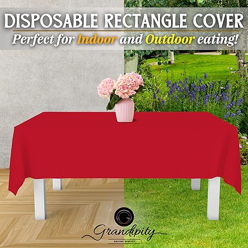 Miniatura 5 de Mantel de plástico de alta calidad - 54 in. x 108 pulgadas. Grandipity - Mantel rectangular (6 y 12 unidades), Rojo