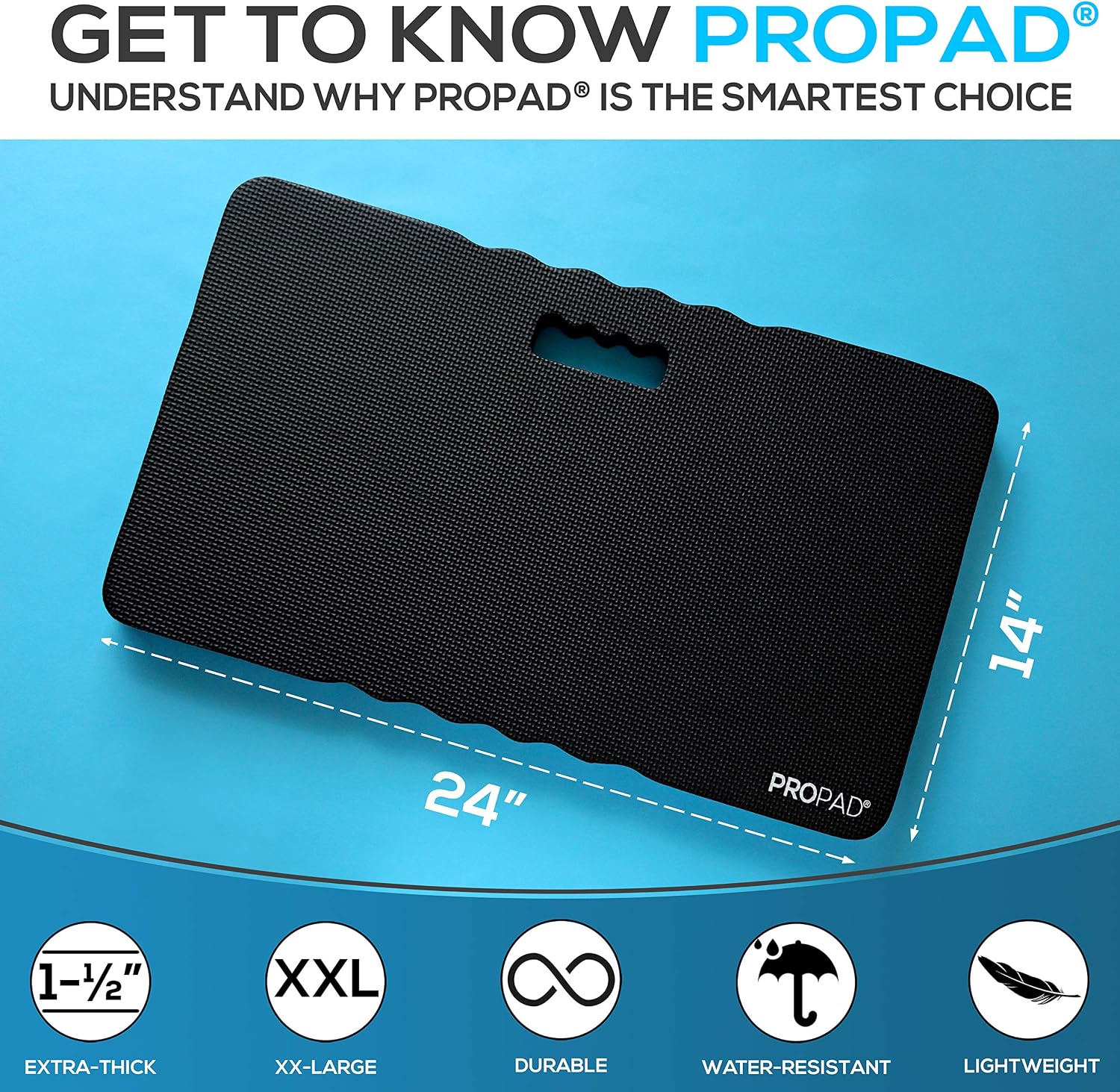 Thick Kneeling Pad, Garden Kneeler for Gardening, Bath Kneeler for Baby Bath, Kneeling Mat for Exercise & Yoga, Knee Pad for Work, Floor Foam Pad, Extra Extra Large (XXL) 24 x 14 x 1.5 Inches, Black
