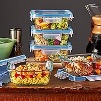 Vista 6 de Snapware Total Solution - Juego de almacenamiento de alimentos de vidrio (24 piezas), transparente y Juego de recipientes de preparación de comidas