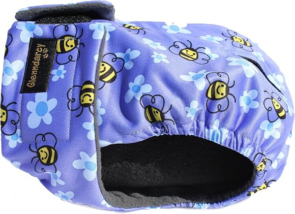 Female Dog Season Nappy - Waterproof Fabric (Size Large Pants & 2 Washable Pads, Busy Bee) - 1