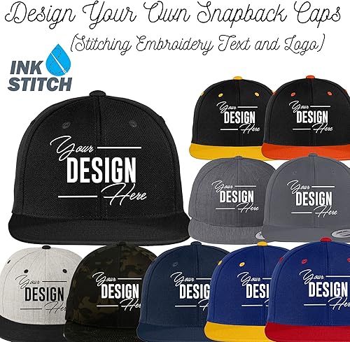 Vista 3 de INK STITCH Stc19 Diseña Tu Propio Logo Textos Bordado Snapback Caps - Multicolores