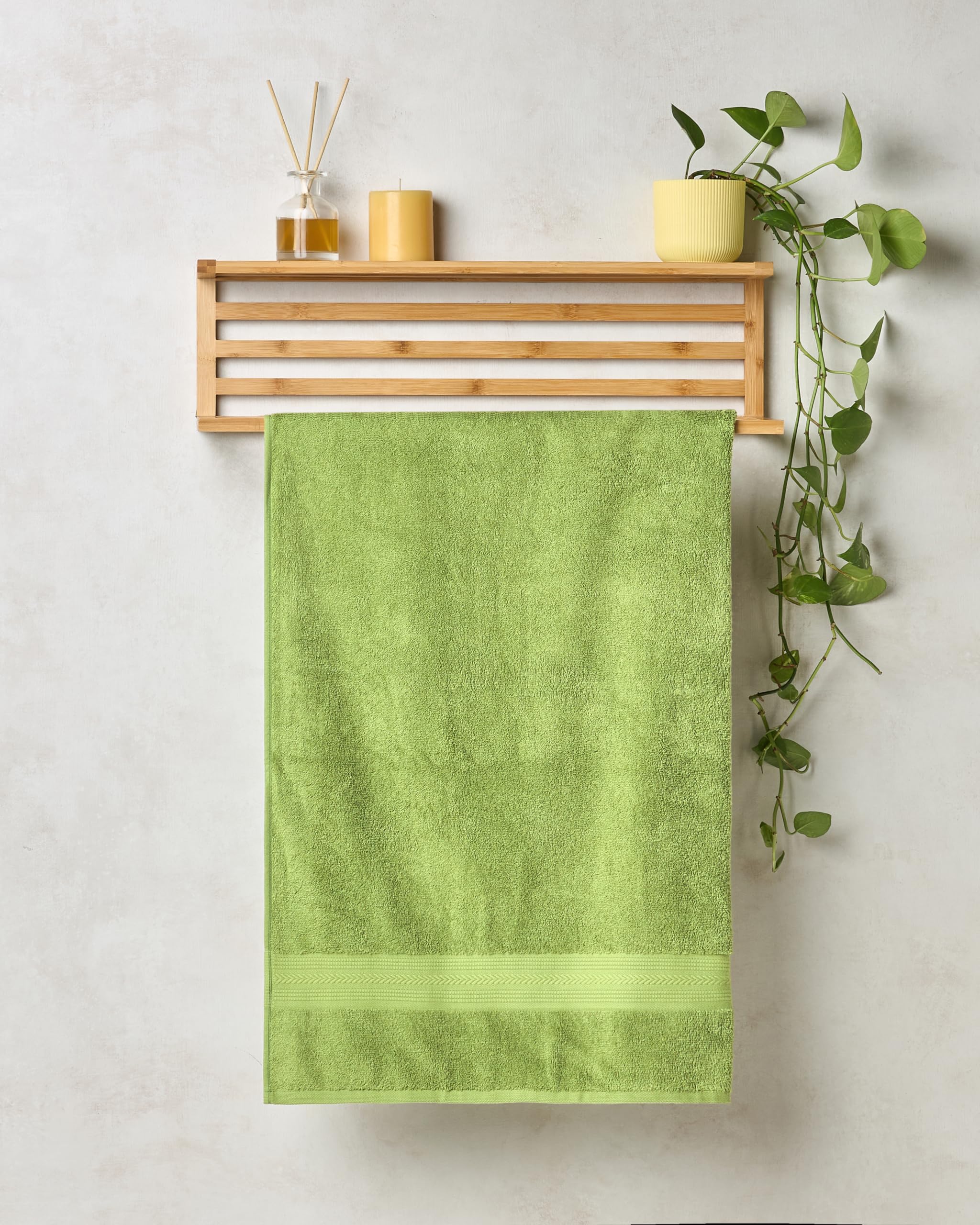 Himeya Toallas de baño 100 % algodón, toalla de baño de tamaño grande, 500 g/m², 1 toalla de baño para hombres y mujeres, 70 cm x 140 cm, color verde oliva