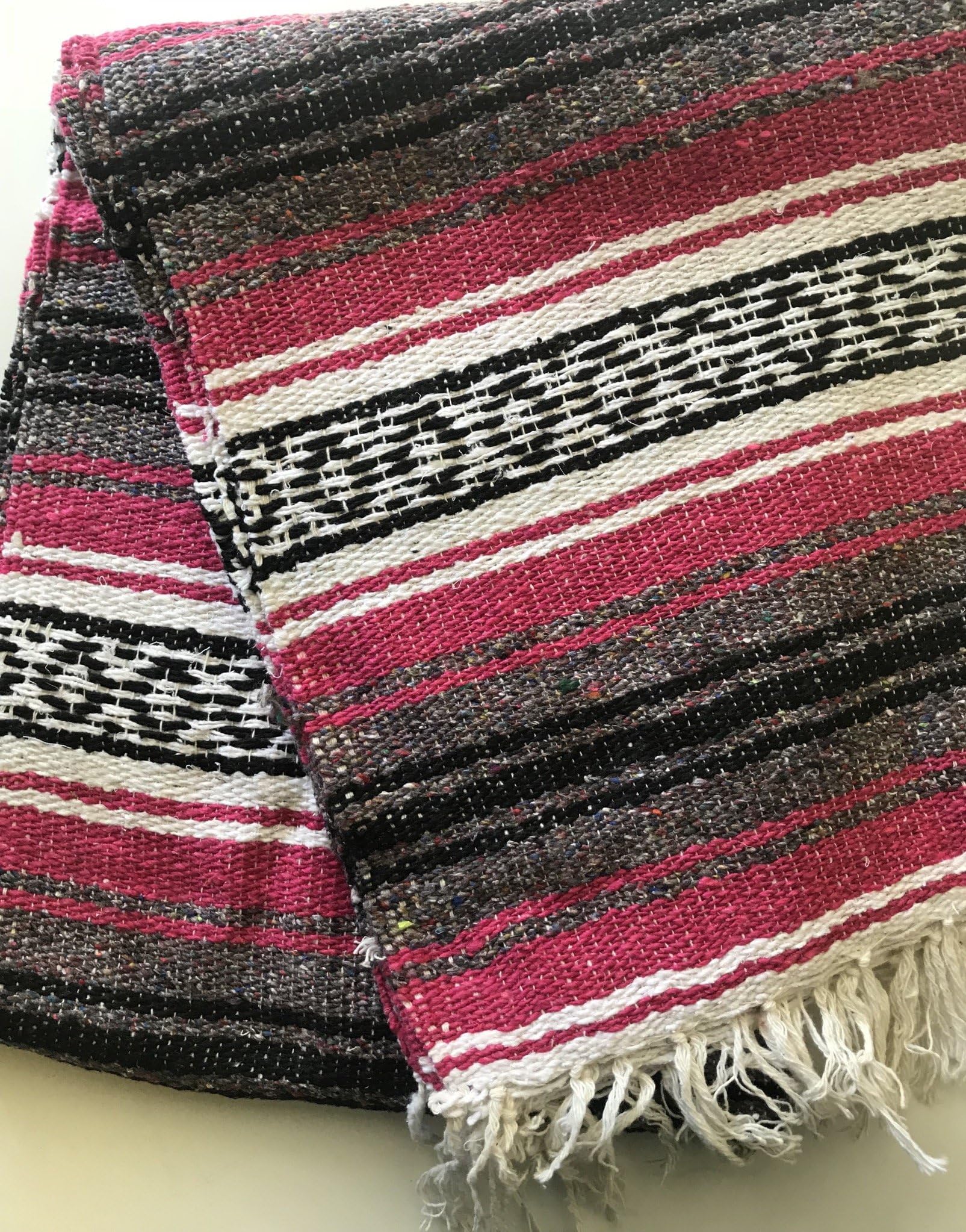 Mexican Falsa Blanket Authentic 52" X 72" Pick Your Own Color (Magenta/Grey/Black)