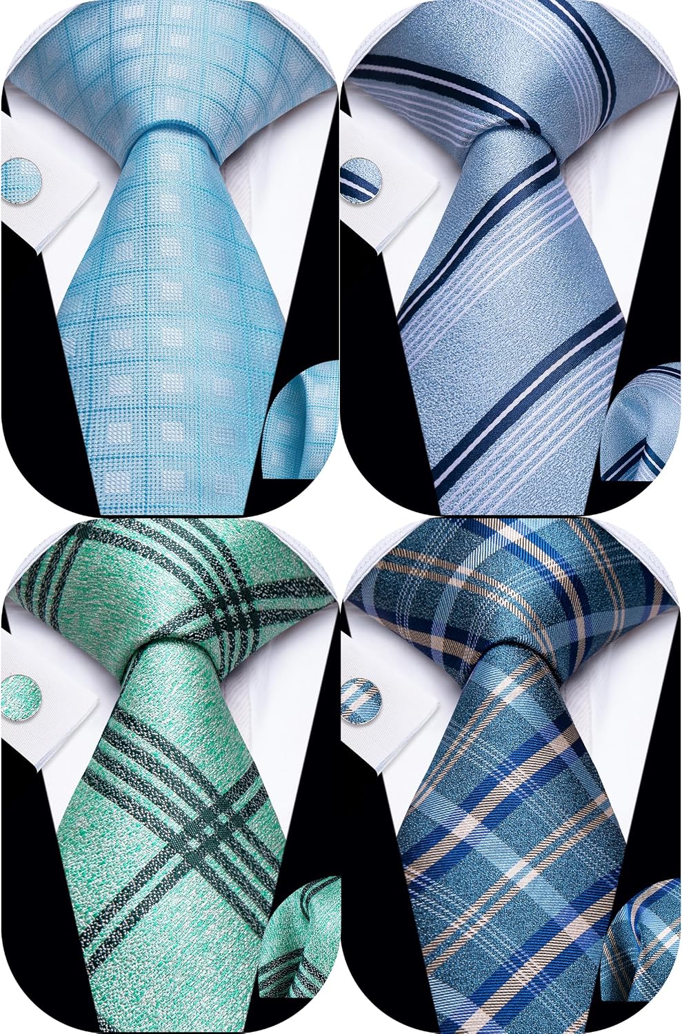 YourTies Men Ties Pack Silk Paisley Tie for Men Set FLoral Necktie with Pocket Square Cufflinks Wedding Formal Business Party