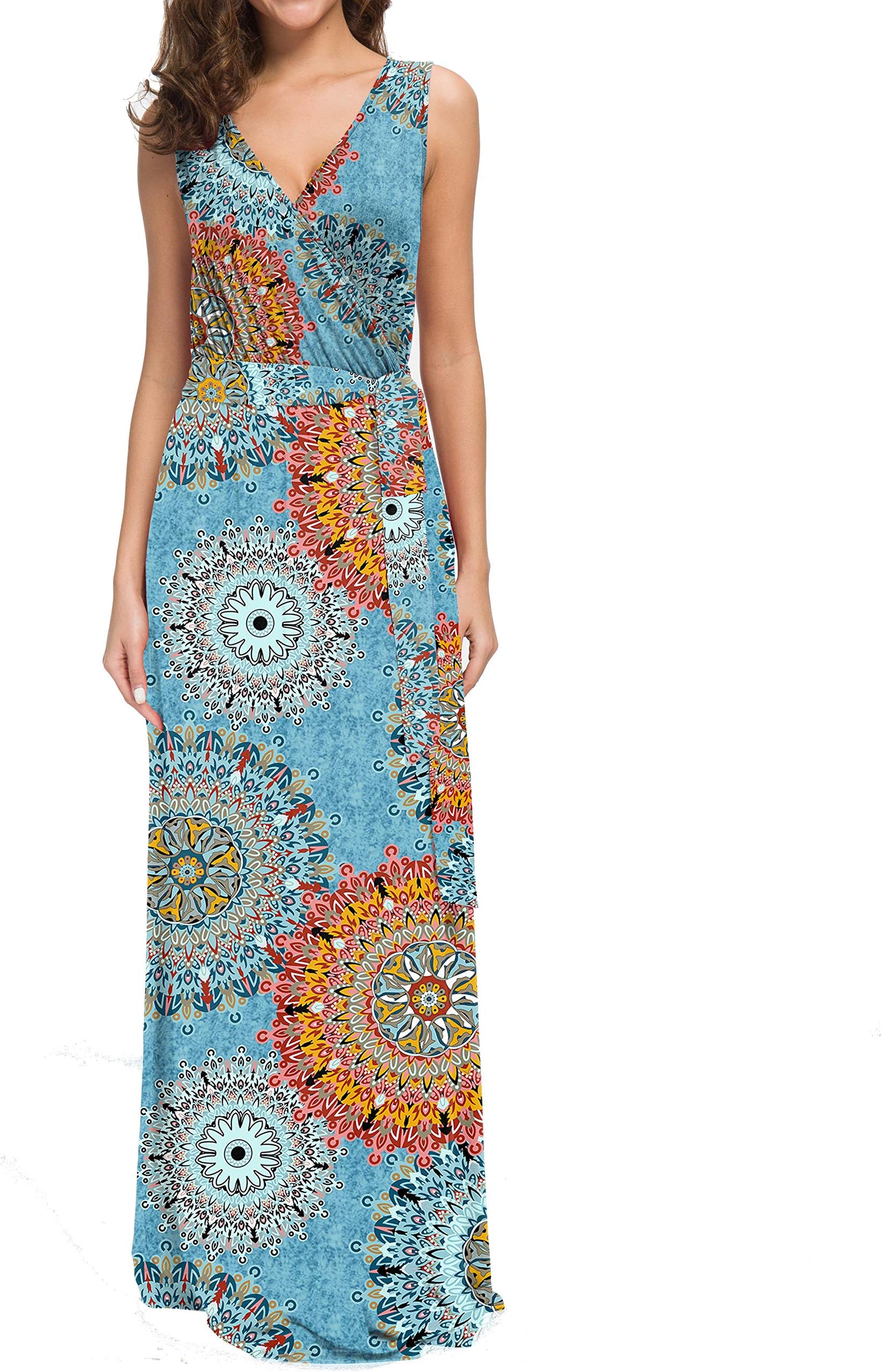 Women Long Sleeve Maxi Dress Casual Long Dresses Fall Dresses Bohemian Printed Dresses