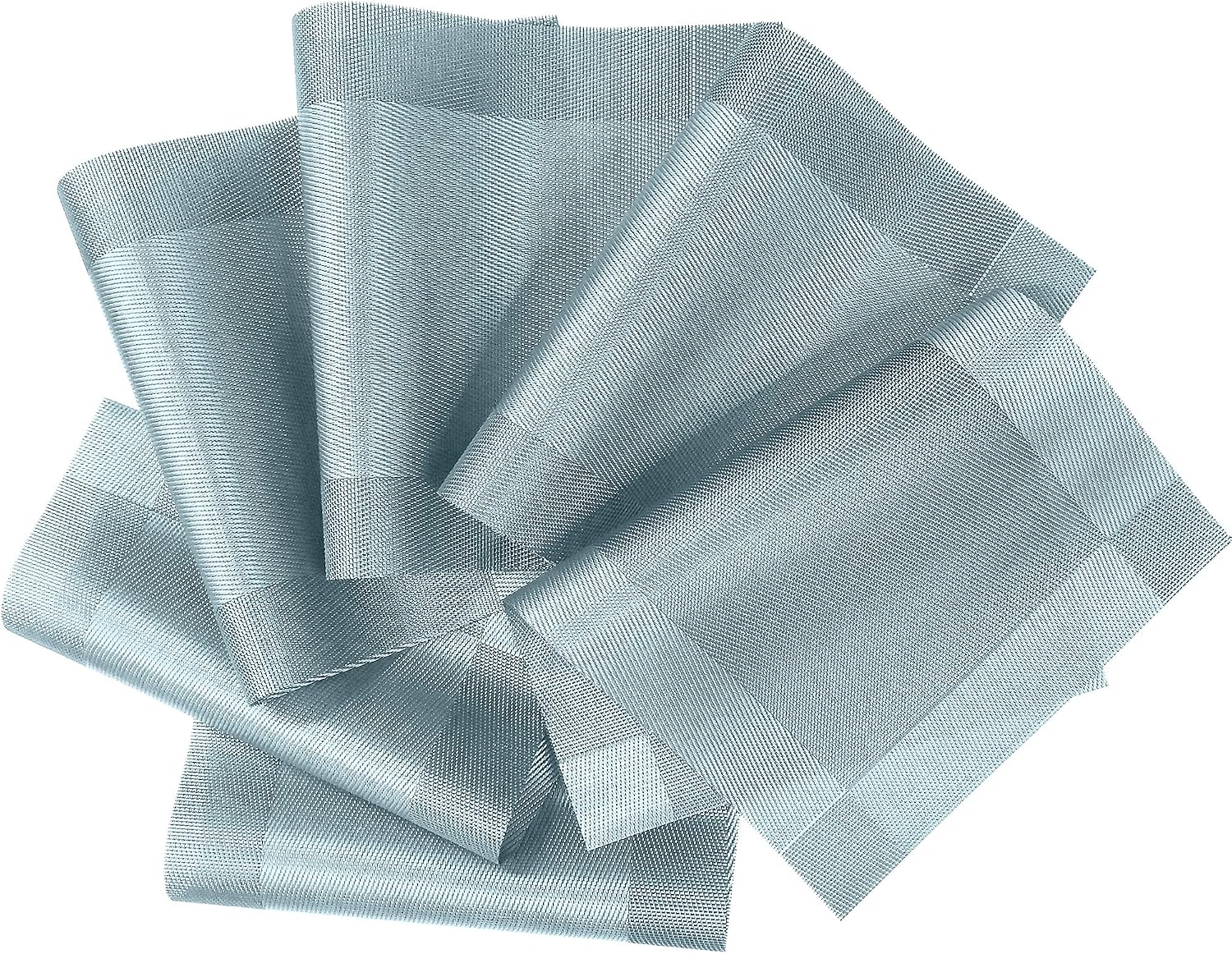 NEQUARE Placemats for Dining Table, Set of 6 Woven Vinyl Mats Heat Insulation Stain Resistant Non-Slip Washable PVC mats for Kitchen Patio Table Thanksgiving Christmas Decorations, 18x12 Inch B Blue