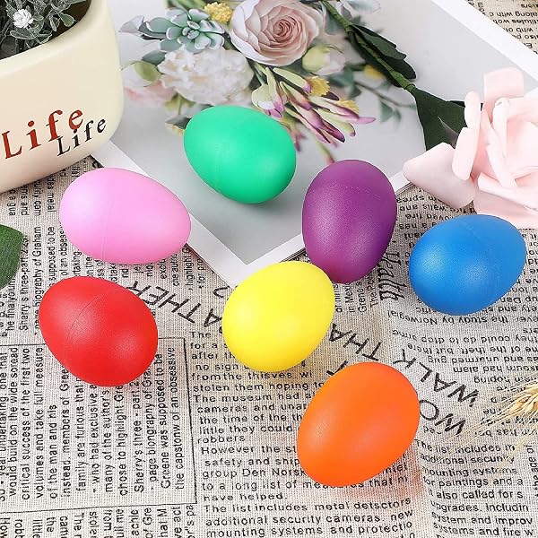 Shaker de Huevo,Maracas de Huevo,Maracas en Forma De Huevos,Huevos Musicales para Fiesta Infantil Cesta de Pascua Caza de Pascua,Musikinstrument Egg Shaker(6 Stück) - 4