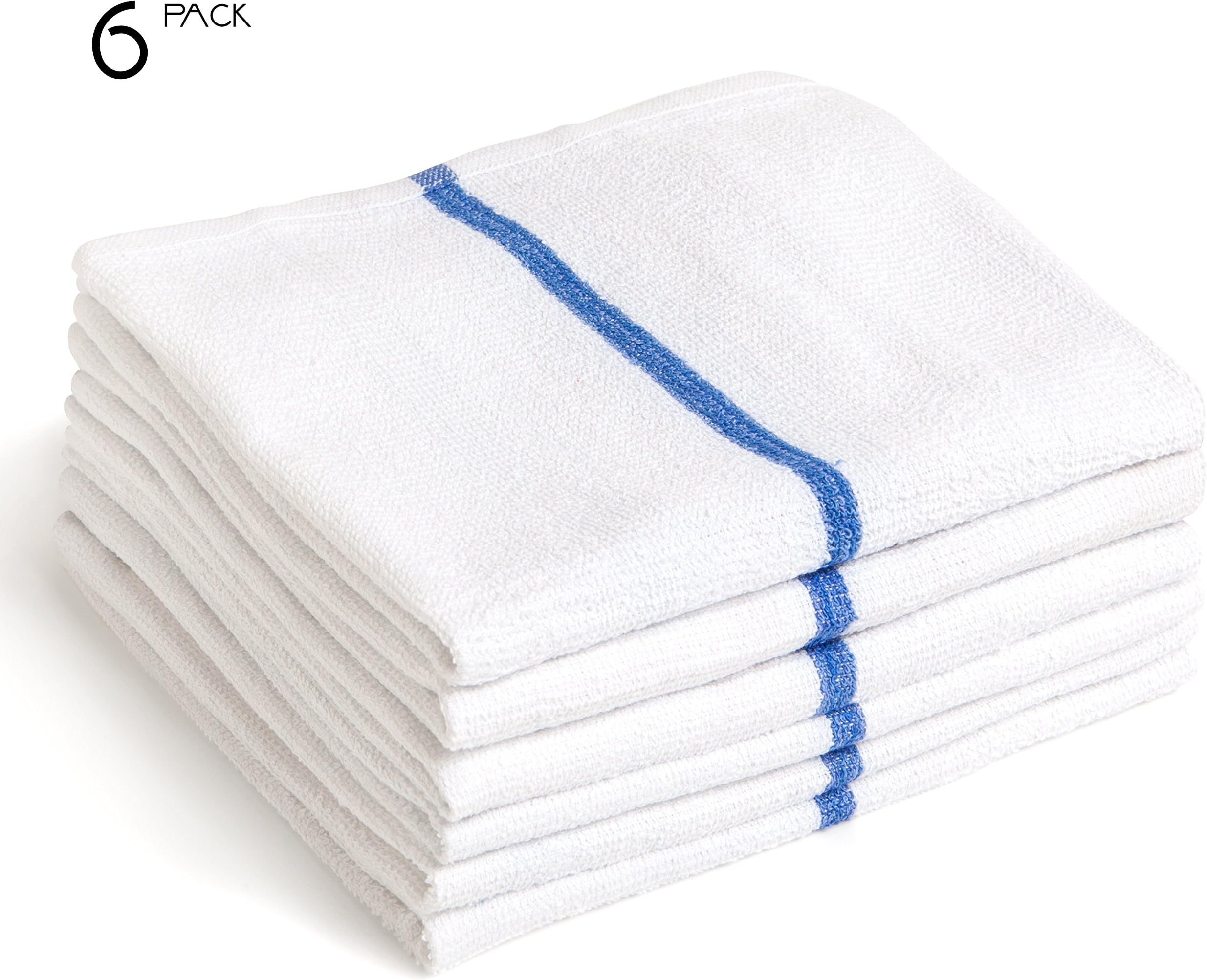 Liliane Collection 6 Bar Mops Kitchen Towels - 15" x 18" Commercial Grade 100% Cotton Kitchen Towels (High Density 28 oz/Dozen) - Terry Bar Mop Dish Towel - Thick and Absorbent