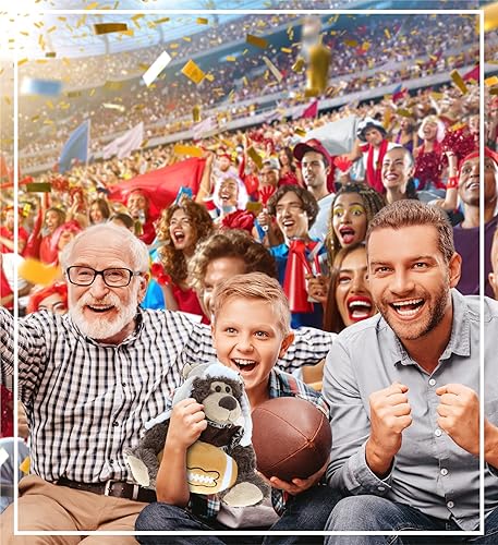 Miniatura 5 de DolliBu Oso Grizzly con ropa de peluche y peluche de fútbol – Oso suave para abrazar, adorable juguete de peluche para jugar, lindo regalo de vida