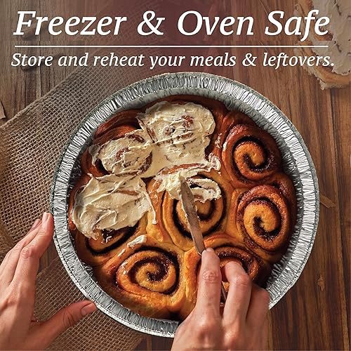 Miniatura 6 de Spare Essentials Paquete de 55 sartenes redondas de aluminio de 7 pulgadas con tapas, sartenes de aluminio, aptas para congelador y horno,