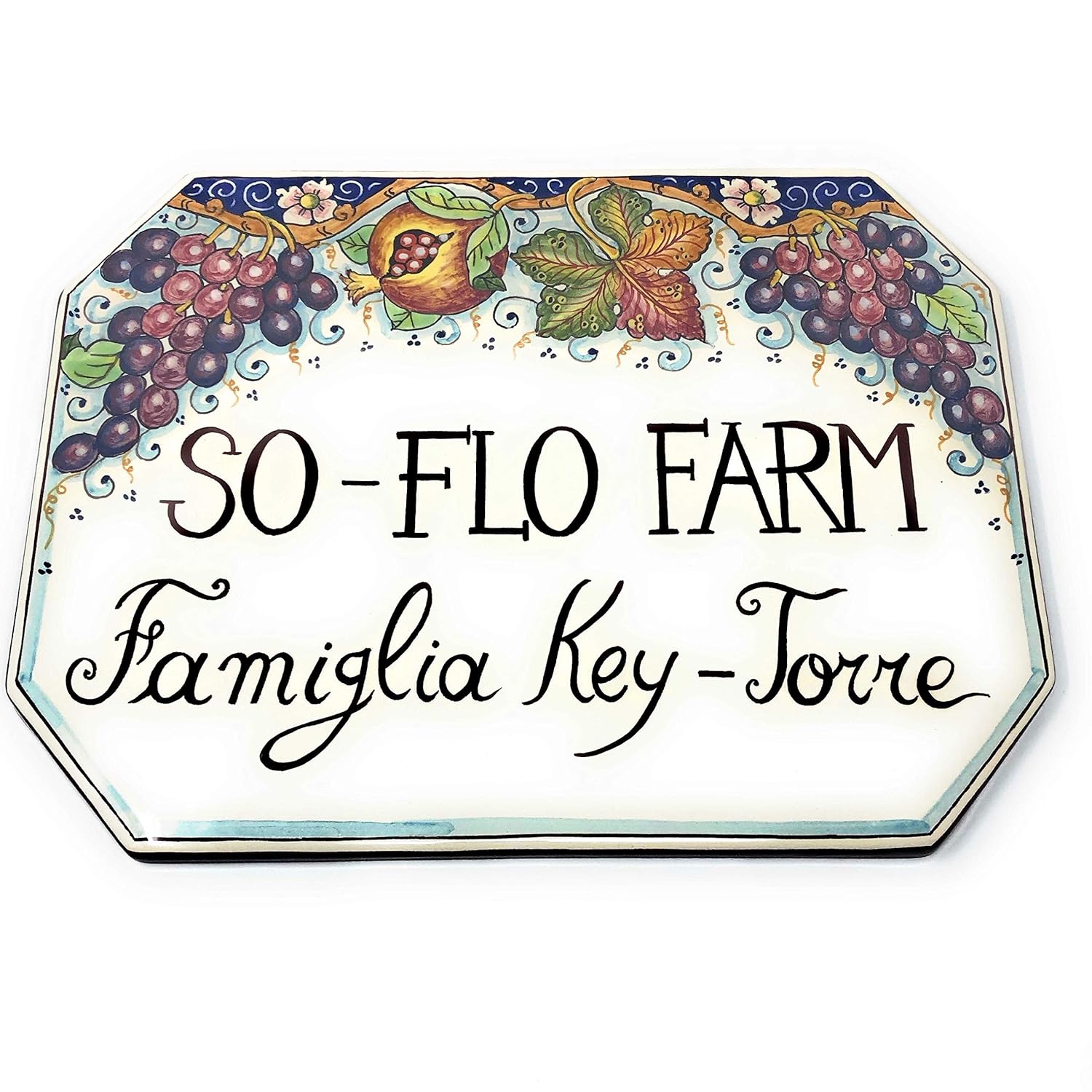 CERAMICHE D'ARTE PARRINI - Italian Ceramic Art Pottery Tile Custom House Number Civic Decorated Grape Hand Painted Made in ITALY Tuscan