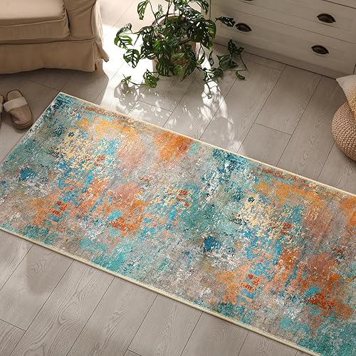 Miniatura 66 de Morebes Alfombra de cocina lavable abstracta de 2 x 3 pulgadas, colorida alfombra de baño pequeña, antideslizante, suave, alfombra