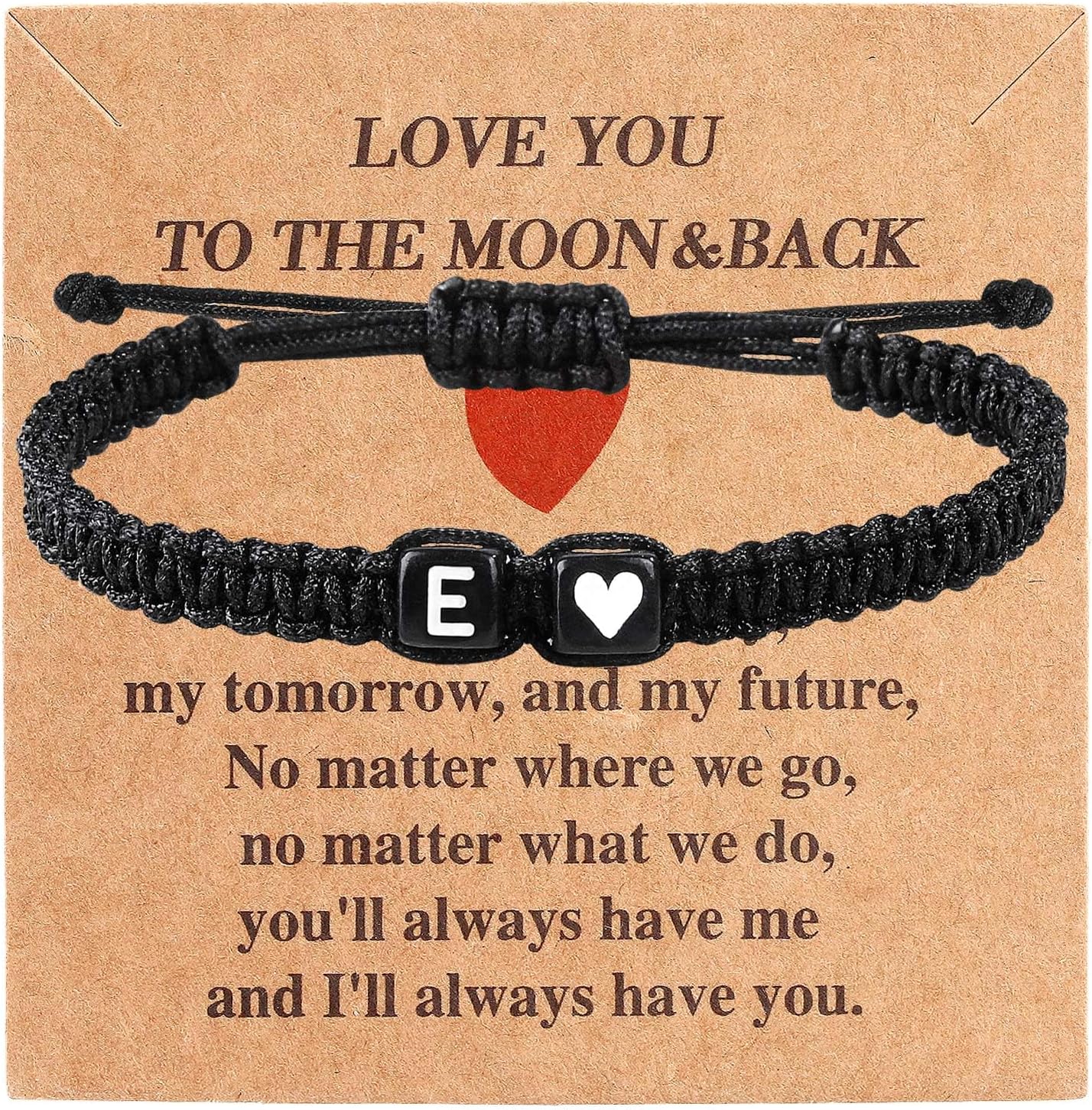 YIHOON Heart Love Letter Initial Matching Couple Bracelets for Women Men Teen Gifts Best Friend Graduation Birthday Gifts A-Z Braided Bracelet Son Daughter Dad Jewelry