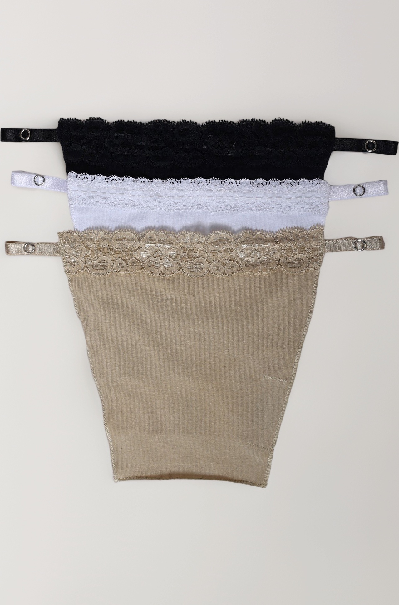 Cotton Clip On Camisole for Women | Mock Lace Cleavage Cover | Deep Neck Cover Up Inners | Slip Inner | Free Size | Set of 3