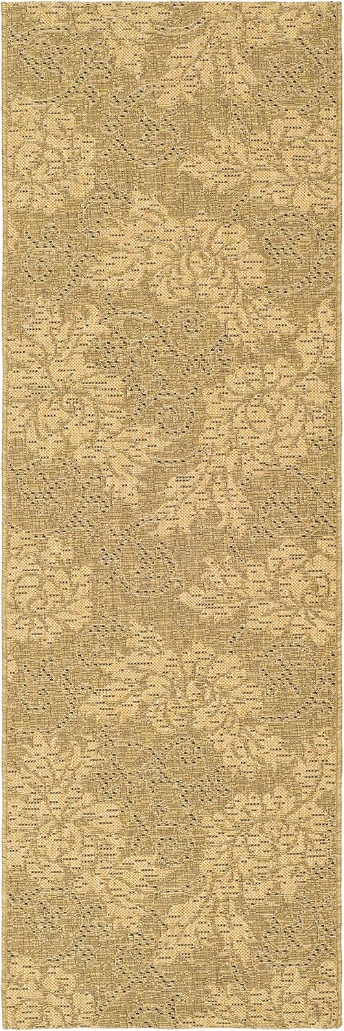 SAFAVIEH Courtyard Collection 2'3" x 10' Gold / Natural CY6957 Indoor/ Outdoor Waterproof Easy Cleaning Patio Backyard Mudroom Runner Rug