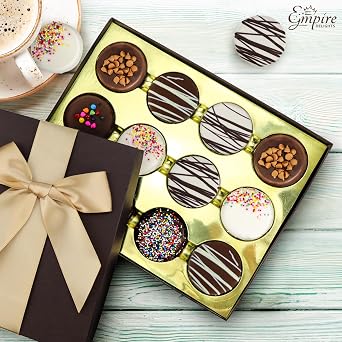 Gourmet Cookies Gift Basket - Delicious Chocolate Gift Basket Great for Birthday Treats for Women and Men - Fancy Chocolate Covered Cookies for Gifting, 12 Count