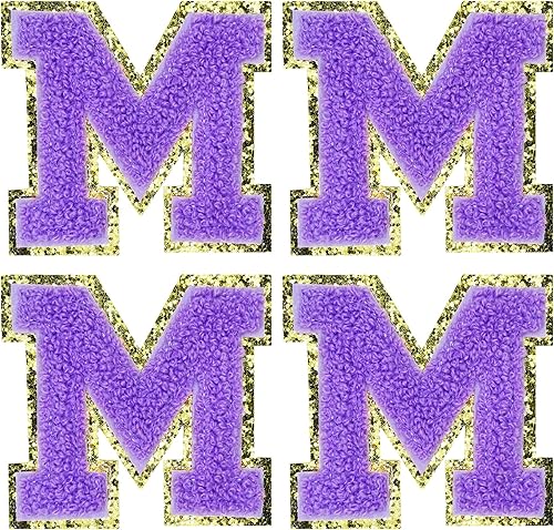 Miniatura 166 de Jongdari Letras termo-adhesivas de felpilla para ropa, parches de letras del alfabeto con brillantina para coser, con adhesivo planchado, 4