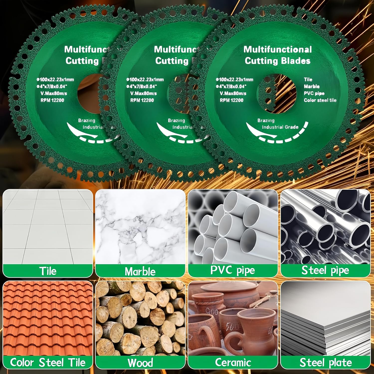 10 PCS Indestructible Disc for Grinder – 7/8 Inch Diamond Cutting Blades, Upgraded Glass Ceramic Cutting Wheel for Tile, Jade, Crystal, Wine Bottles, Stone & Ceramics