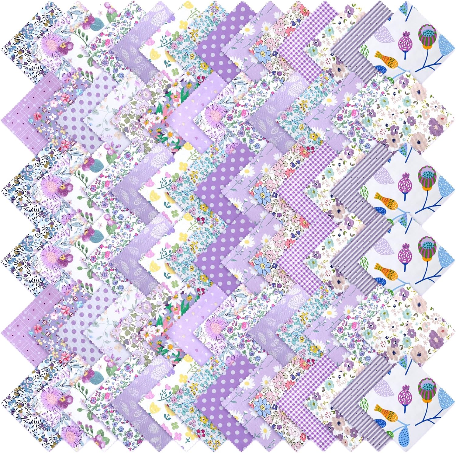 168 Pcs Multicolor Charm Packs for Quiltings, Beautiful Colorful Bow and Flower Pattern, Cotton Quilting Fabric Bundles, 5 x 5-Inch Charm Squares Precut Quilting Fabrics, Cotton Fabric Squares