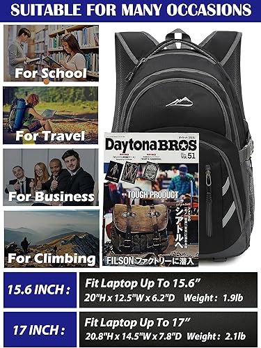 Miniatura 6 de ProEtrade Mochila para viajes de laptop universitaria, compatible con laptop de hasta 15.6 pulgadas con puerto de carga USB, múltiples