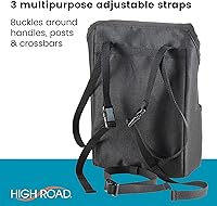 Vista 6 de High Road Bolsa compacta para andar, mochila lateral para silla de ruedas y bolsa para scooter con bolsillos de fácil acceso y correas ajustables