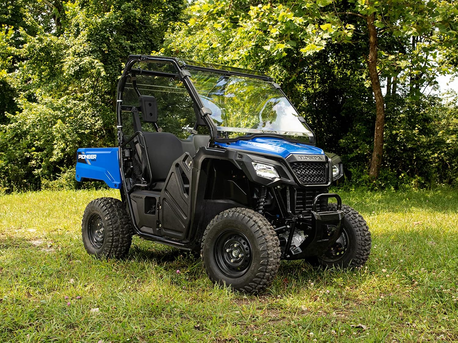 SuperATV Heavy Duty Full Windshield Compatible With 2017-2020 Honda Pioneer 500 / 2021+ Pioneer 520 | 1/4" Thick Standard Clear Polycarbonate | Preinstalled Bulb Seal | USA Made